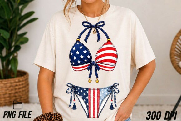 4th of July Bikini PNG Red White Blue: Your Summer Design Asset