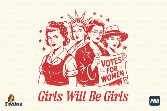 4th of July Retro Pinup USA Girls PNG for Digital Design