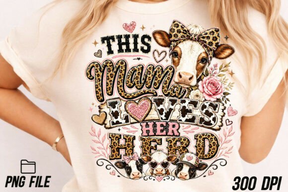 Celebrate Your Herd: The This Mama Loves Her Herd Cow T-Shirt PNG