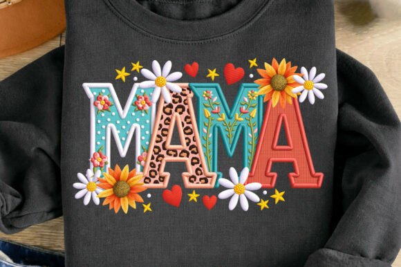 Faux Yarn Floral Mama Design: A Textured Mother's Day Asset