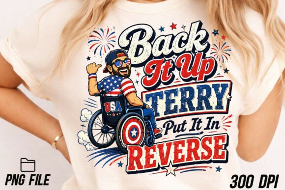Funny 4th of July PNG: Wheelchair USA Graphic
