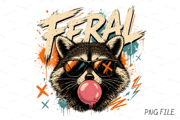 Funny Feral Raccoon Sunglasses PNG: A Bold Graphic Asset