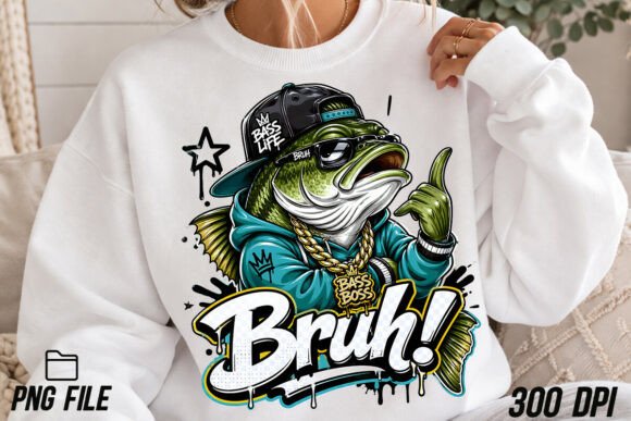 Hip Hop Bass Fish Bruh Streetwear PNG: The Ultimate Urban Angler Design