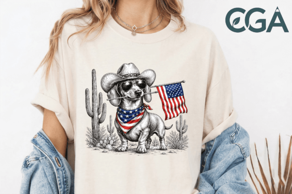 Patriotic Cowboy Dachshund Png: A Western Flair for Your Designs