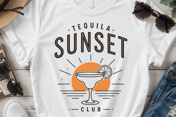 Tequila Sunset Club PNG: A Modern Summer Design Asset