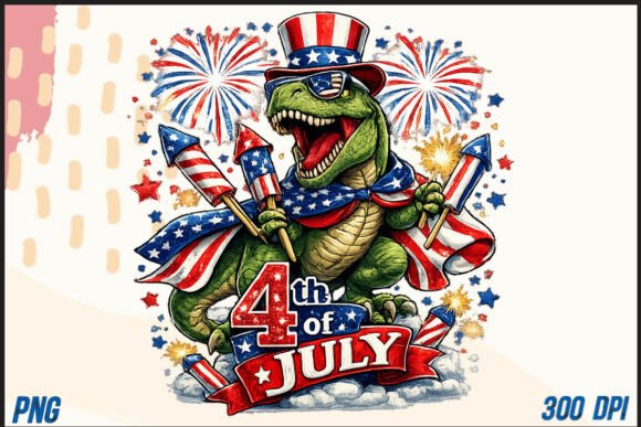 Unleashing Patriotic Fun with a 4th of July T-Rex Sublimation PNG